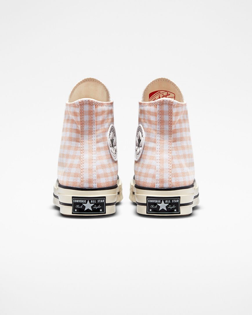 Zapatillas Altas Converse Chuck 70 Gingham Mujer Coral Blancas | PE 42580L